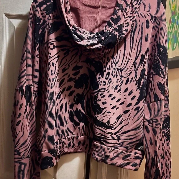 Adidas Mauve and Black animal print Hoodie - Picture 3 of 4